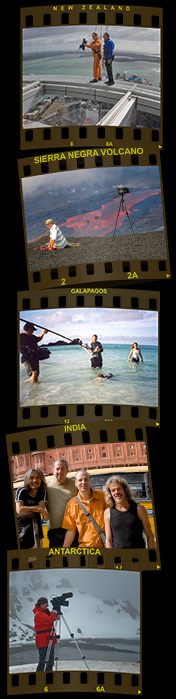 Photos of locations including Antarctica, Galapagos, India and New Zealand