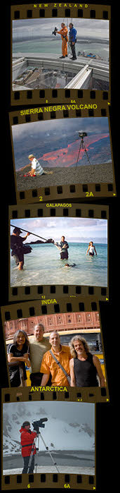 Photos of locations including Antarctica, Galapagos, India and New Zealand